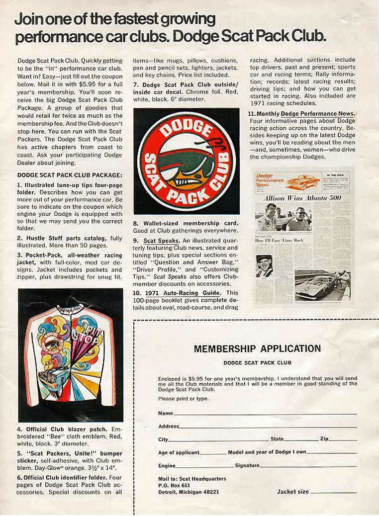 1971 Dodge Scat-Pack Brochure Page 2